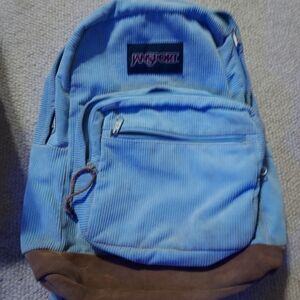 **gbh1980** Jansport Light Blue Corduroy Backpack with Brown Suede Base